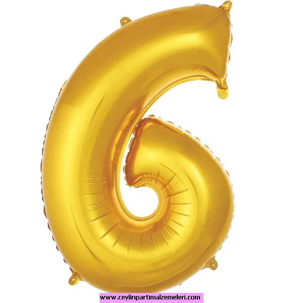 6 Rakam Gold Folyo Balon